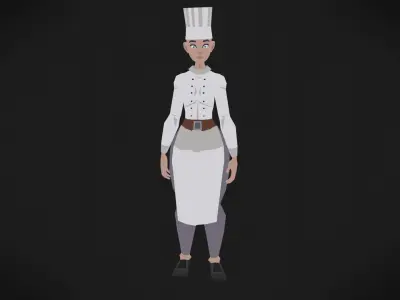 Colorly - Chef Girl - Game Ready - Rigged - Customizable Low-poly 3D model