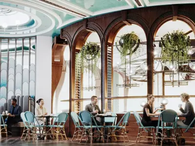 Modern Art Deco Cafe Interior  Low-poly 3D model