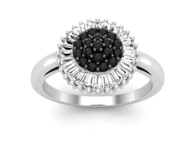 AV 604 Diamond Ladies Cluster Flower Ring 3D print model