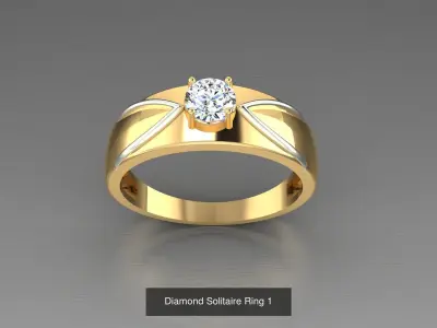 Diamond Solitaire Ring Collection 3D Model Pack