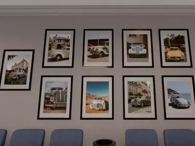 Framed Pictures of Vintage Cars Low-poly 3D model