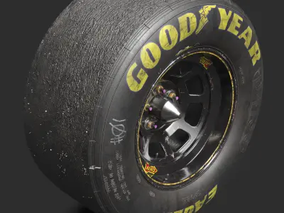 NASCAR Wheel Worn Low Poly Low-poly 3D model