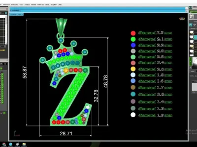 Crowned Letter Z Pendant Luxury Alphabet Jewelry CAD 3189 3D print model