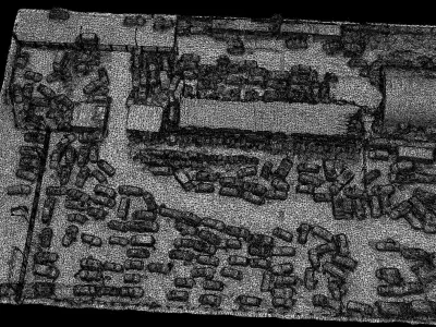 cars wreckage post apo area terrain drone scan Low-poly 3D model