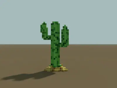 Free Cactus Voxel Model from Main Wild West Bundle OBJ PLY QB Free low-poly 3D model