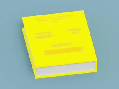 Voxel Yellow Book  Low-poly 3D model