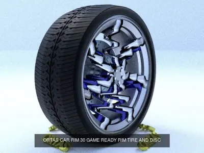 ORTAS CAR RIM 29-30 GAME READY RIM TIRE AND DISC 3D Model Pack
