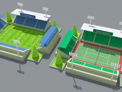 SimplePoly Stadium Kit Low-poly 3D model