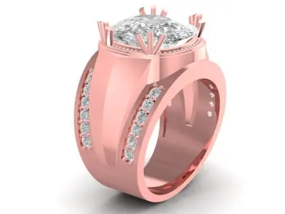 Luxury Round Cut Diamond Engagement Ring for Women 639 3D print model