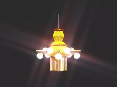 Classic golden pot Chandelier  Low-poly 3D model