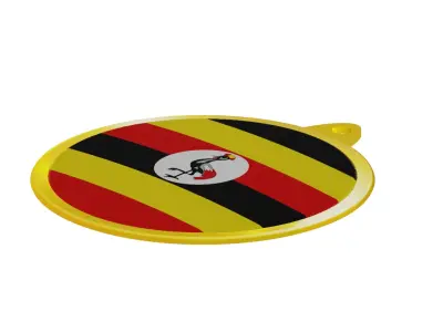 Uganda Flag Luxury Golden Medal Badge 3D model