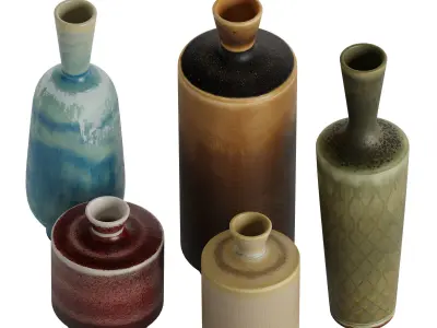 Ceramic Vases Set 3 by Berndt Friberg 3D model