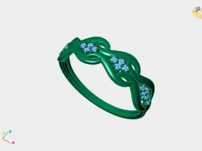 Women Ring Diamond Stone STL 3DM Lightweight Printable 3D print model 24