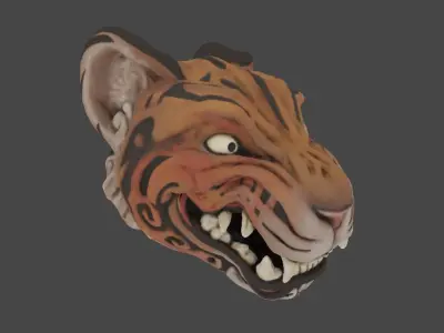 Oni Tiger Decorative Noh Mask 3D model
