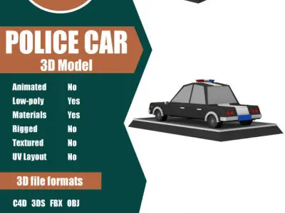 Low Poly Police Car Low-poly 3D model