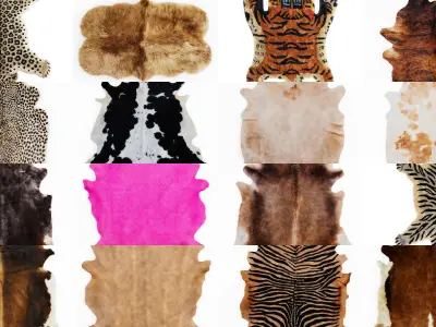 Collection of 39 animal skin rugs