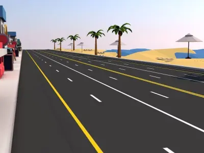 Stylized Endless  Racing Game Environments  Low-poly 3D model