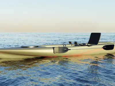 Kayak 3D model fishing boat Low-poly 3D model