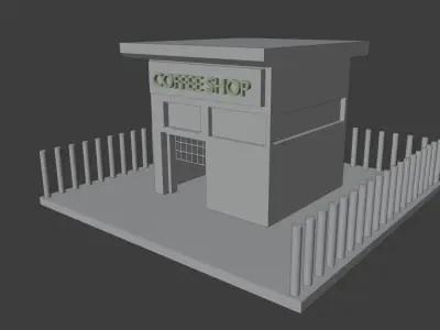 Low Poly Coffee Shop 3D Model Low-poly 3D model