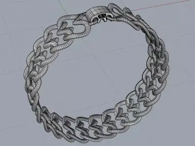 Double Heart Link Bracelet 200mm 10mm 1point5mm  3D print model