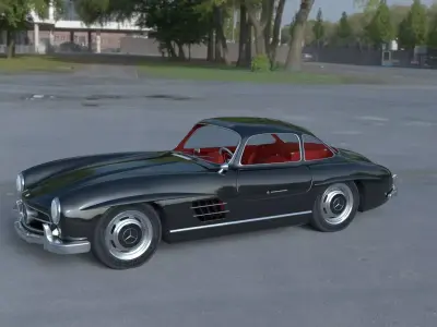 Rigged Mercedes 300SL Gullwing with Interior HDRI 3D model