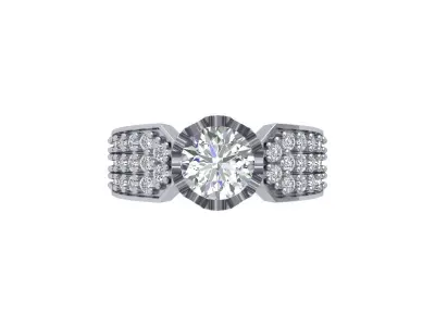 Solitaire Art Deco ring 3D print model