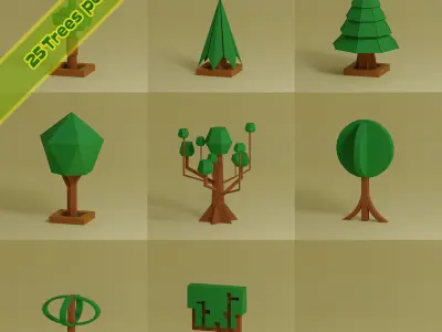 Low Poly Collection - 25 trees pack 9 Low-poly 3D model