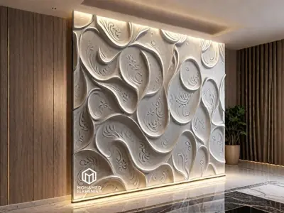 modern panel wall decor set wall relief mural CNC 99 3D model