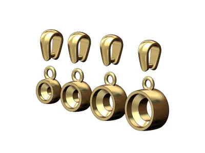 Diamond bezel cups pendants with bail mini set 3D print model