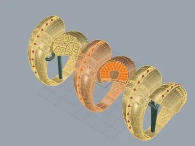 3 stone and polished rings 3D print model