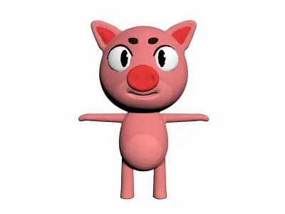 Cartoon Pig Character Low-poly 3D model
