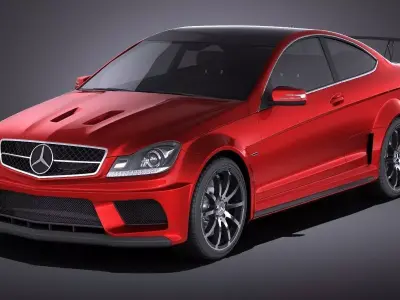 Mercedes C63 AMG Black 2014 VRAY 3D model