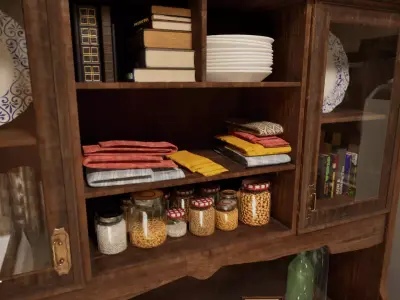 Kitchen Cloth and Wall Holder Set Low-poly 3D model