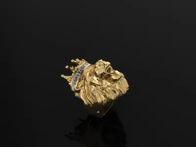 Lion Crown Ring 3D print model