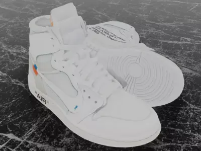 NIKE AIR JORDAN 1 X OFF-WHITE 3D SHOES Low-poly 3D model
