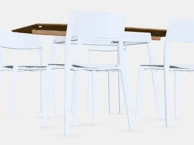 IKEA PS 2012 - JANINGE Table and 4 chairs Low-poly 3D model