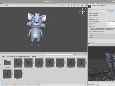 High-Quality 3D Cute Badger - Animated for Games Low-poly 3D model