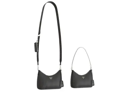 Prada Padded Nappa leather Re-Edition Shoulder Bag Black Low-poly 3D model