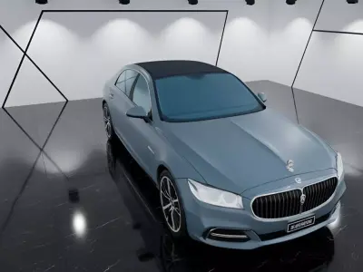 Luxury Blue Sedan in a Modern Showroom Low-poly 3D model