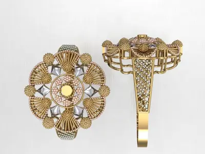 Women ring Engagement ring Indian style ring madrassi ring  3D print model