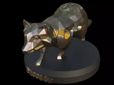 Steampunk Raccoon Low-poly 3D model