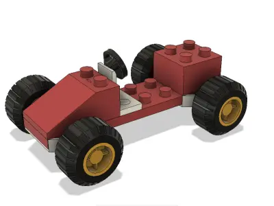 Fusion 360 Brick Toy Car STL and STEP Files 3D print model