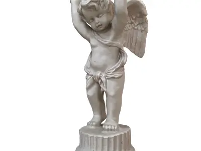 statues 3 statue of angel with wings 3D model