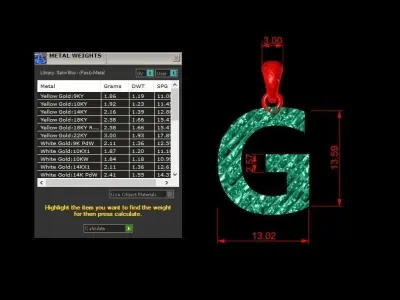 G Letter Alphabet Tiles Texture Pendant 3D Print Model 3D print model