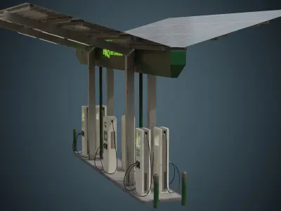 Solar Charging Station 1B Low-poly 3D model