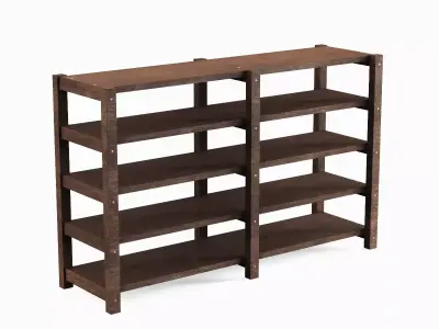 Long Pottery Shelf 04 Low-poly 3D model