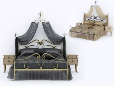 Art Nouveau Style Bed 3D model