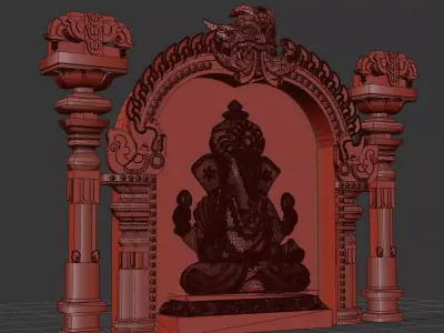 Indian Hindu Temple Gopuram Mantapam Props  Low-poly 3D model