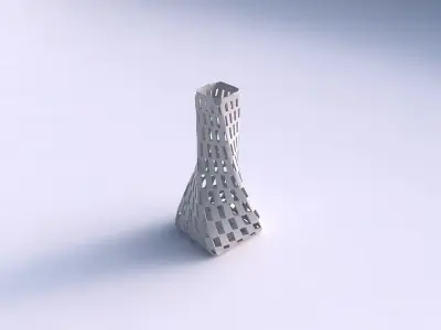 Vase twisted squeezed quadratic with checker grid lattice 3D print model