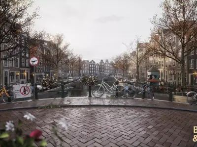Modular Amsterdam City Street Low-poly 3D model